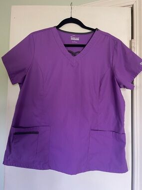 Uniform Advantage Purple V-Neck Short Sleeve Scrub Top